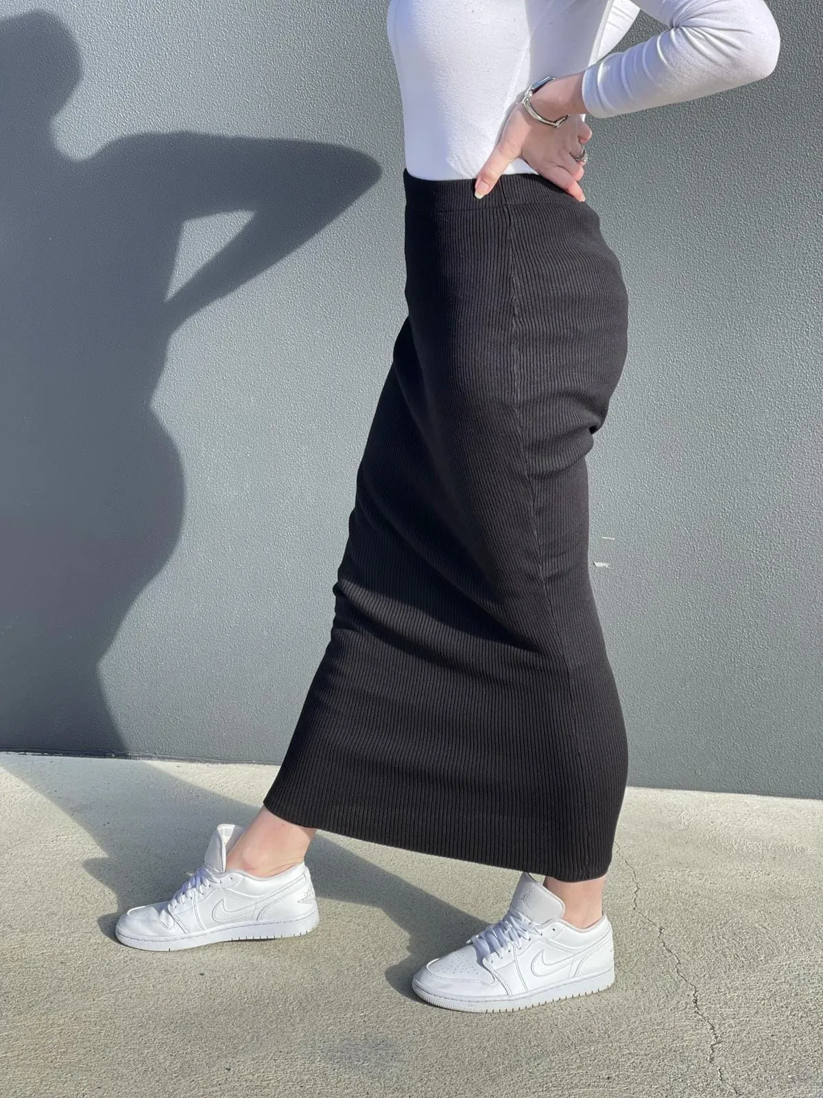 Pencil Ribbed Skirt