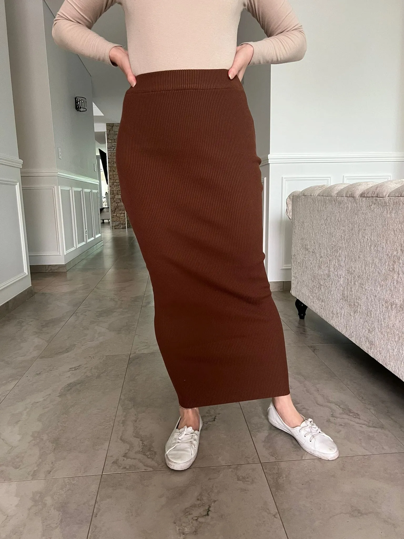 Pencil Ribbed Skirt