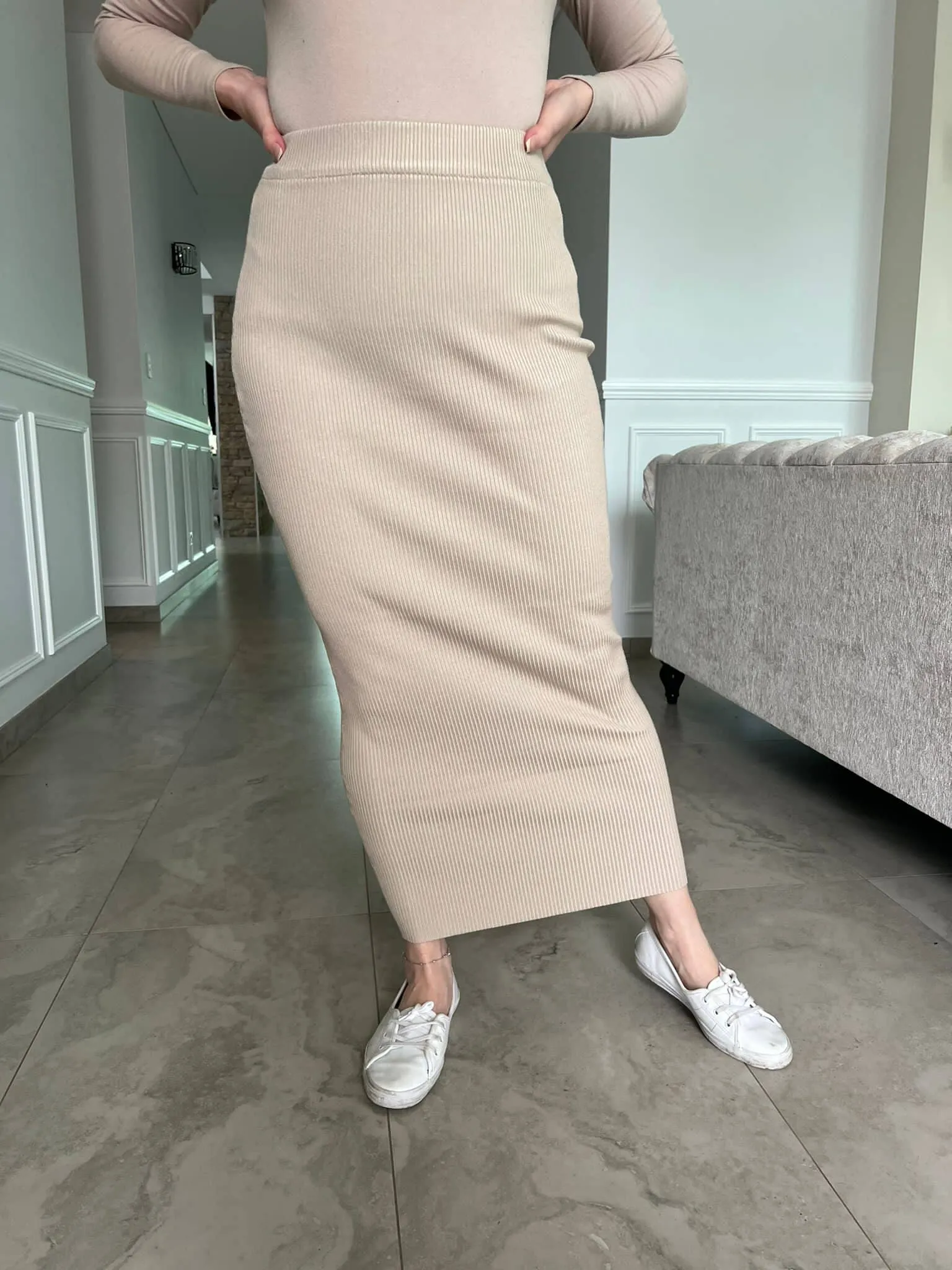 Pencil Ribbed Skirt