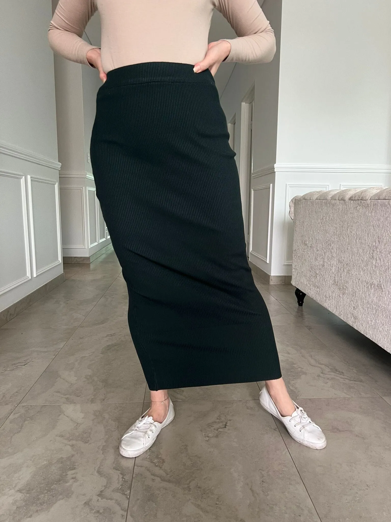 Pencil Ribbed Skirt