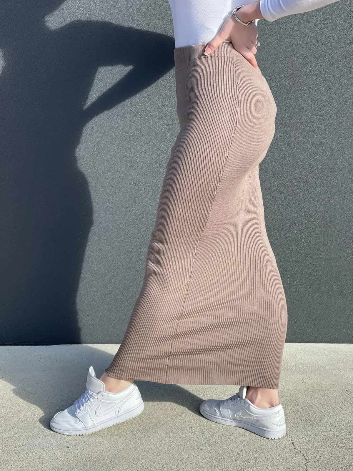 Pencil Ribbed Skirt