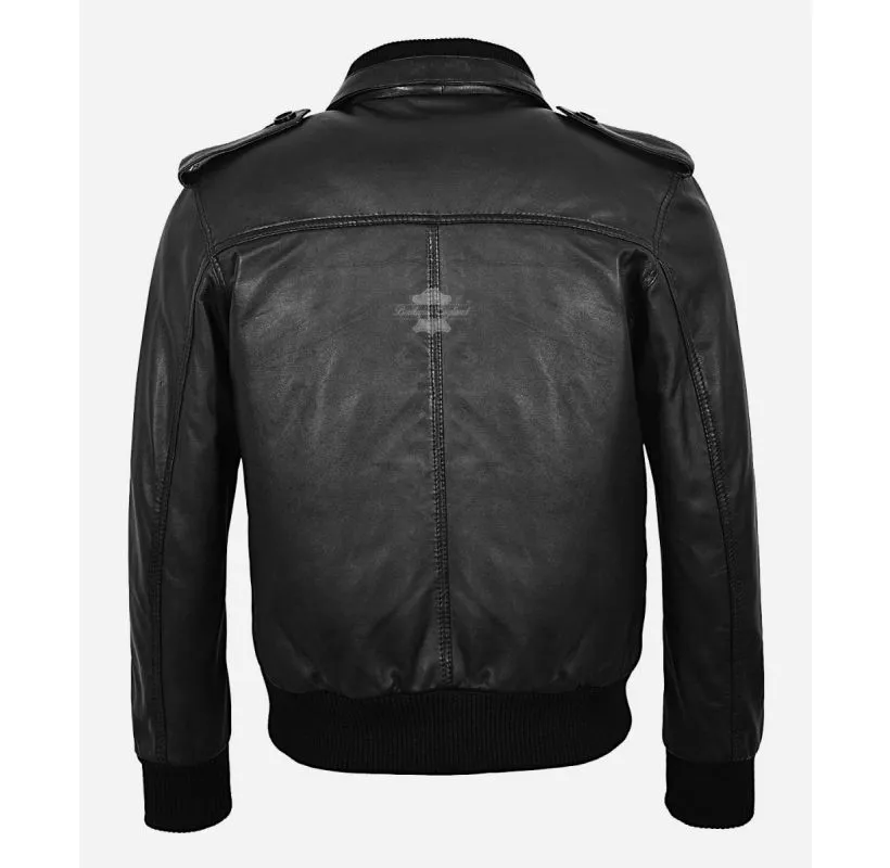 Pilot Black Bomber Jacket Men's Aviator Classic Leather Jacket