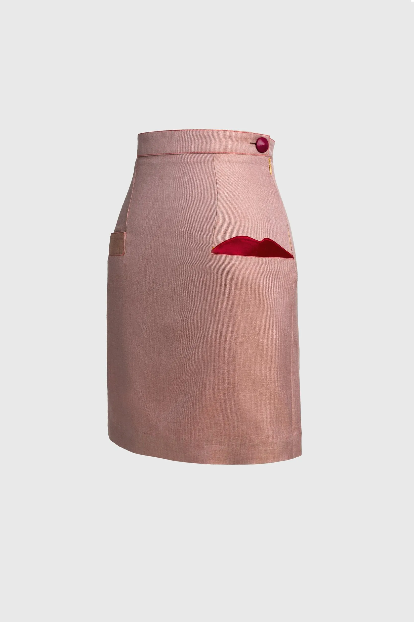 Pink-Cinnamon Silk Pencil Skirt