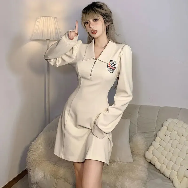 Polo Style Dress With Long Sleeves