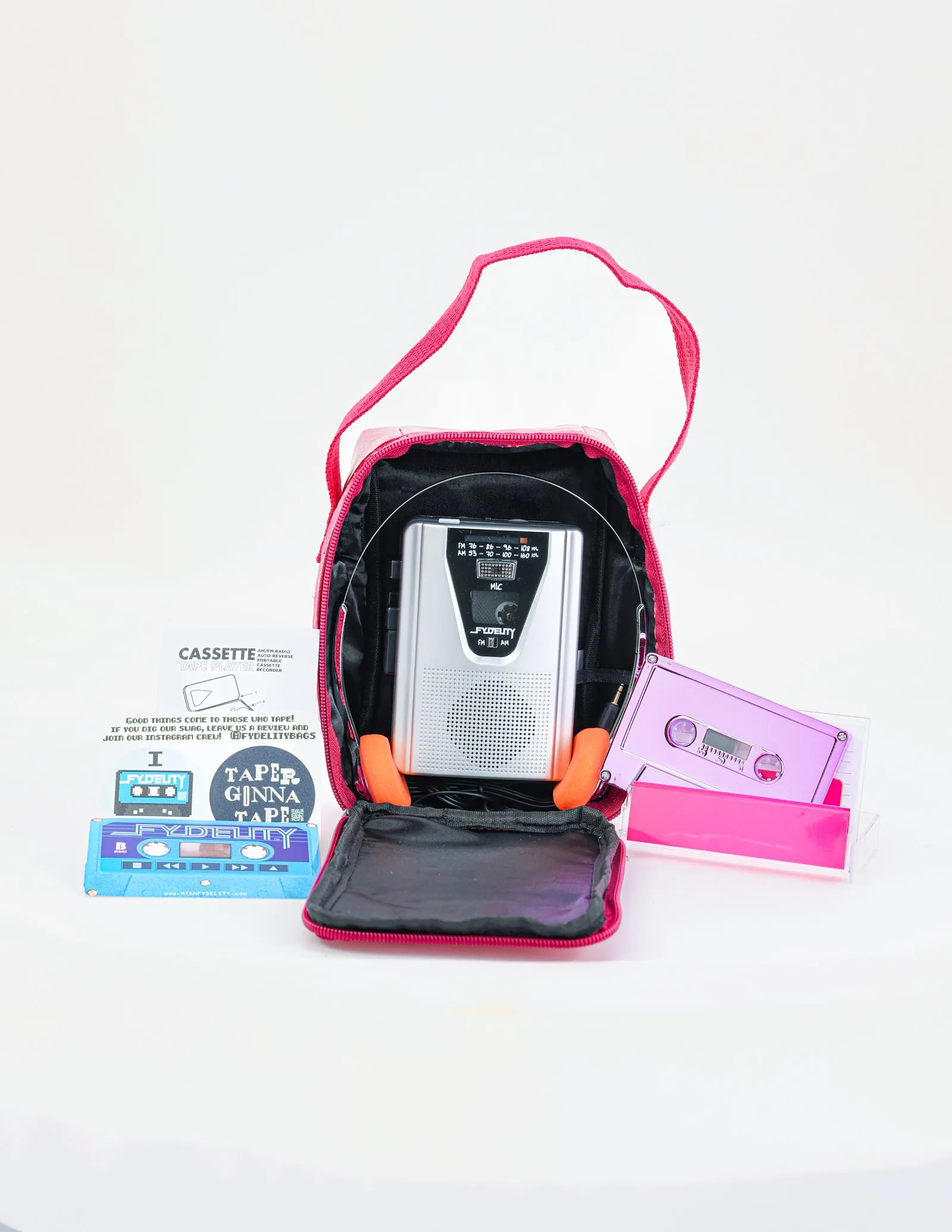 Portable Cassette Player/Recorder | AM/FM  & Speaker | Pink Case