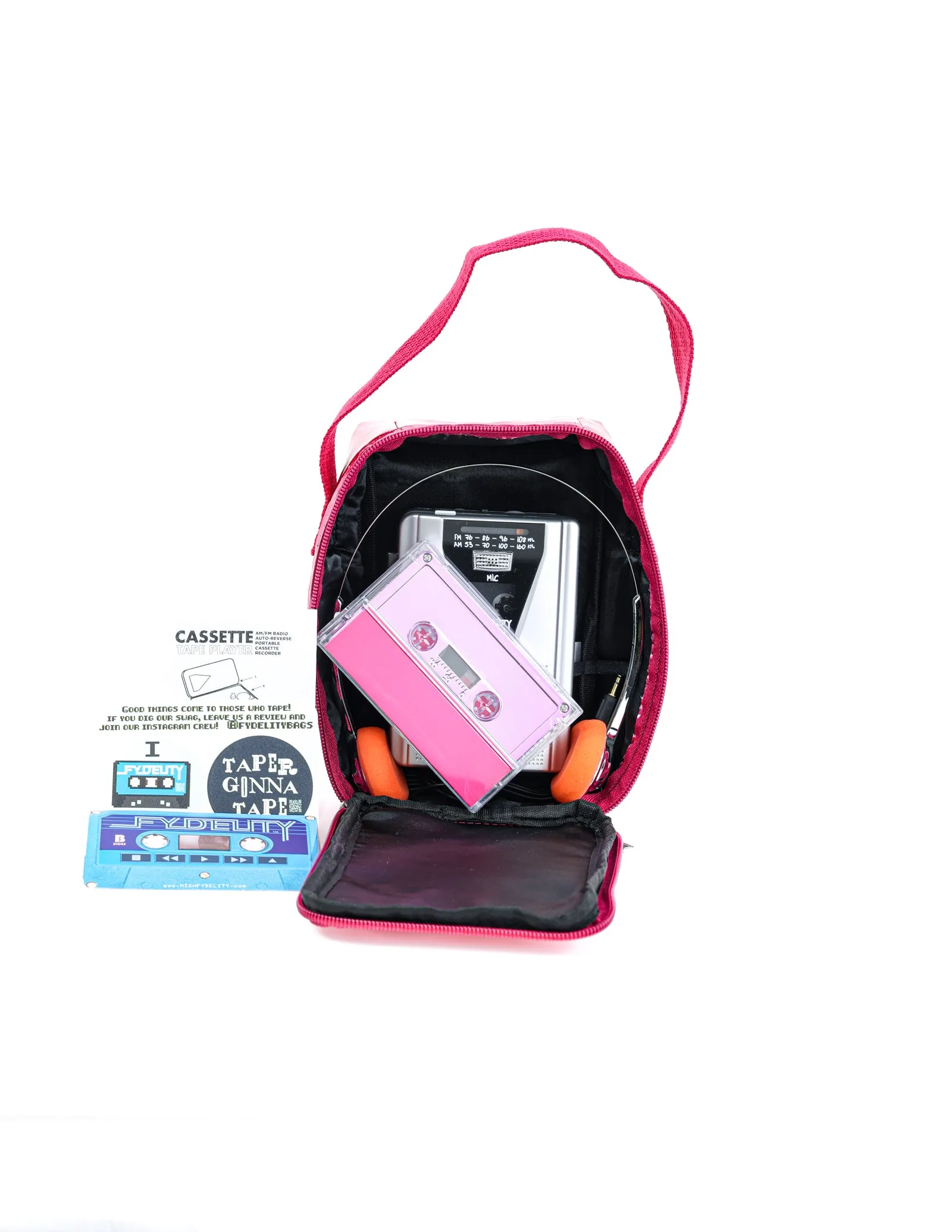 Portable Cassette Player/Recorder | AM/FM  & Speaker | Pink Case