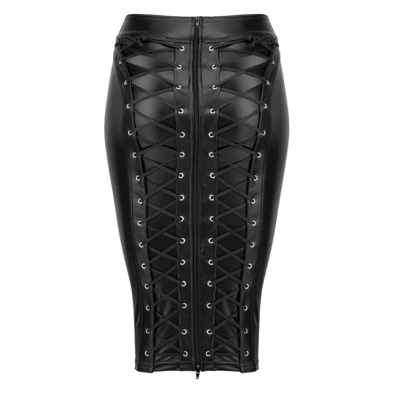 Power Wetlook Pencil Skirt w Long Zipper