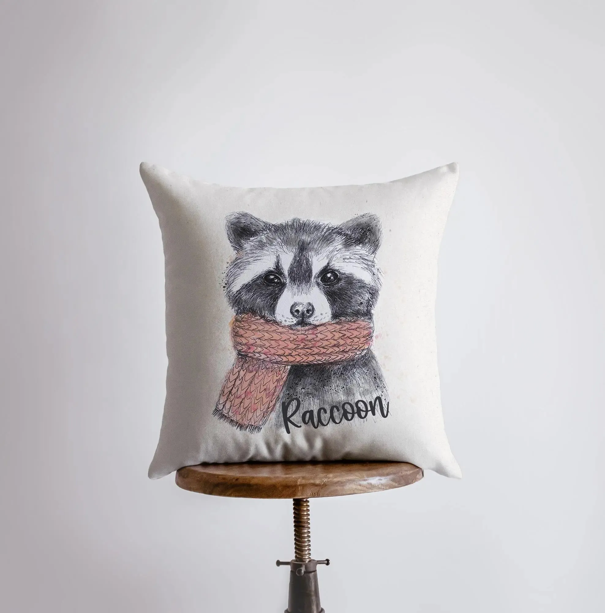 Raccoon Hipster | Pillow Cover | Raccoon Pillow | Throw Pillow | Wilderness | Animal | Cute Throw Pillows | Animal Print Decorative Pillows