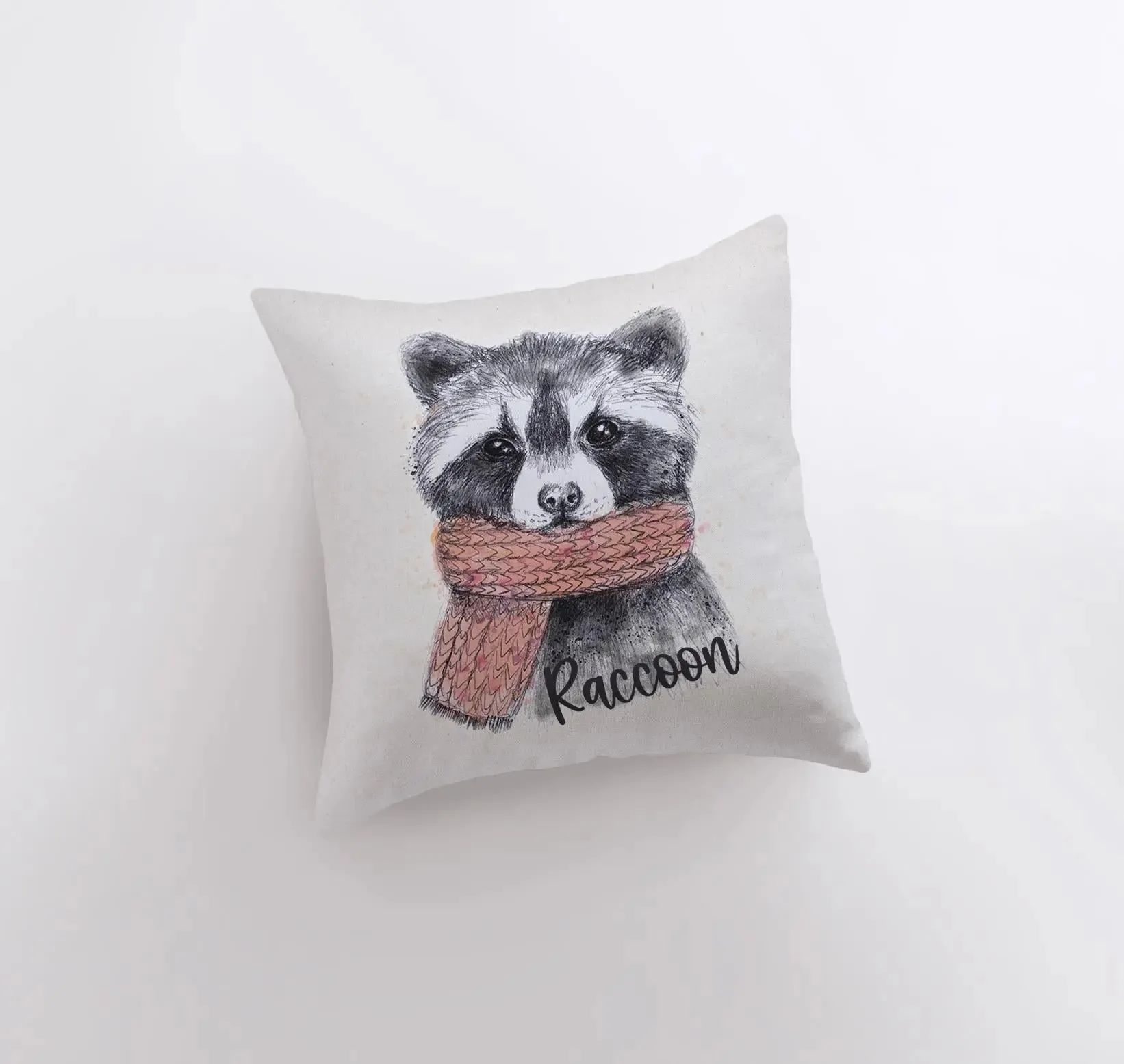 Raccoon Hipster | Pillow Cover | Raccoon Pillow | Throw Pillow | Wilderness | Animal | Cute Throw Pillows | Animal Print Decorative Pillows