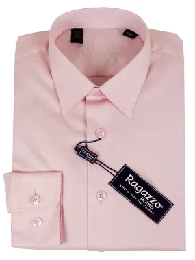 Ragazzo 23590 100% Cotton Boy's Dress Shirt - Herringbone - Pink