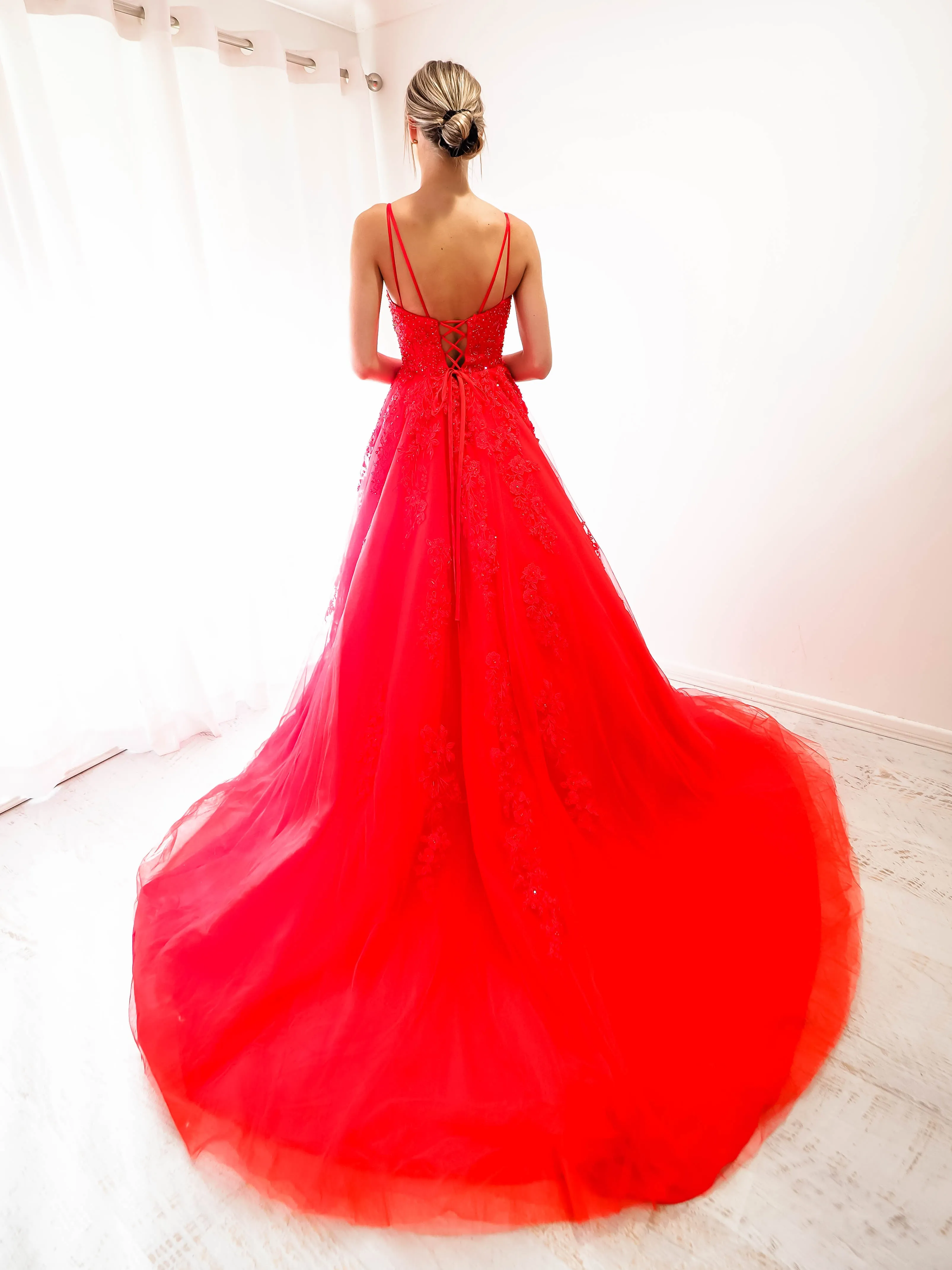 Red tulle princess dress