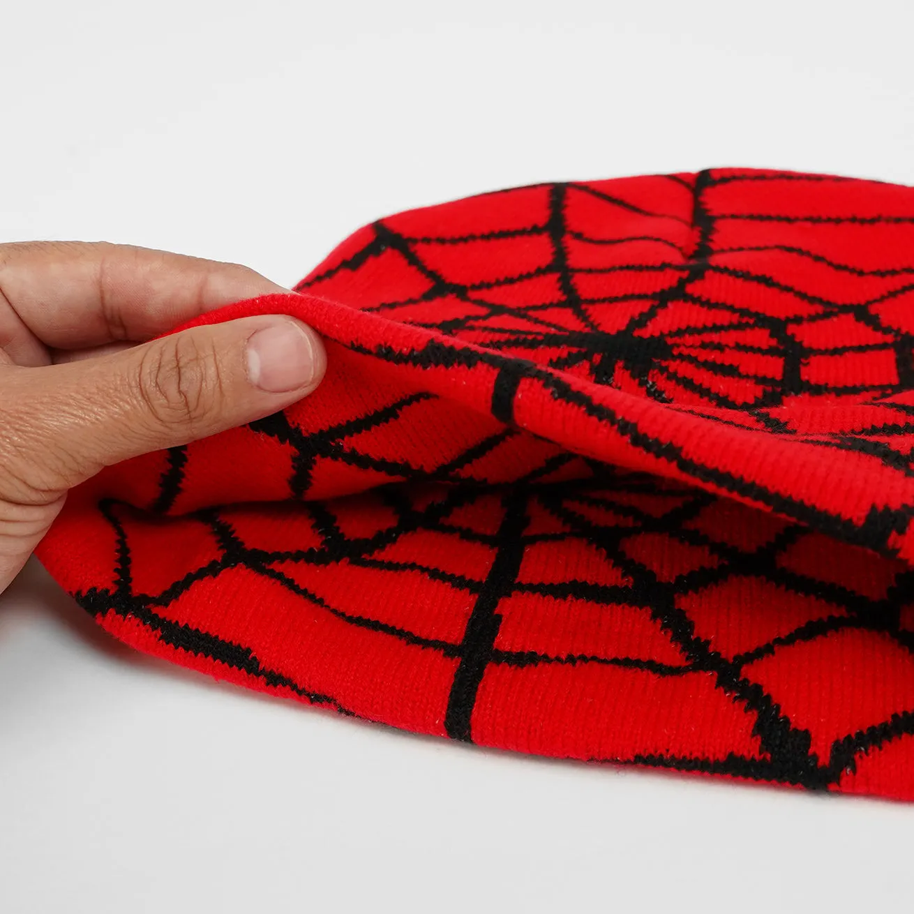 Red Web Beanie