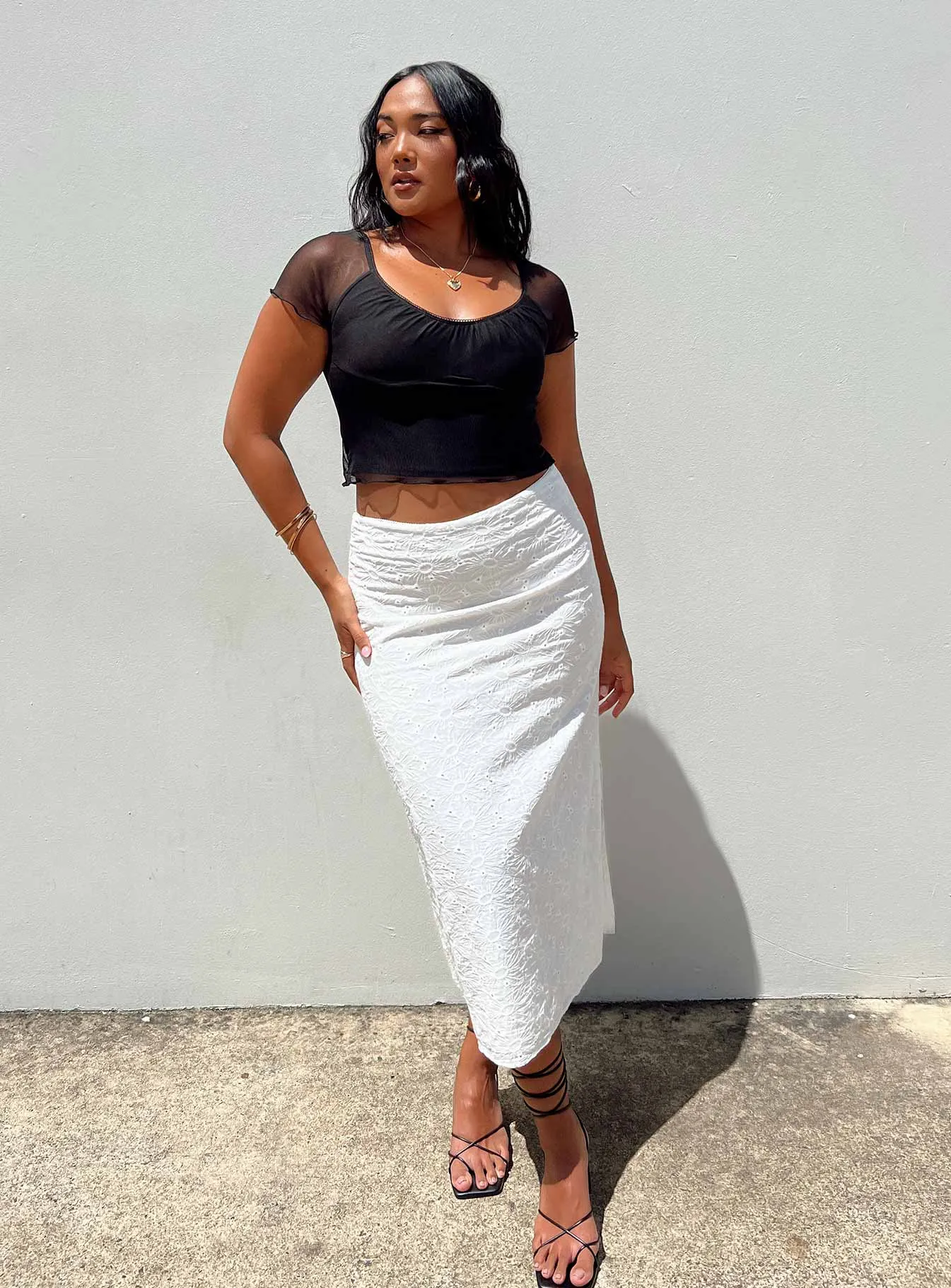 Reilly Midi Skirt White