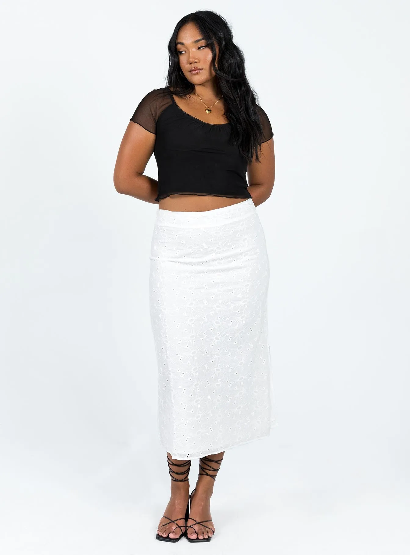 Reilly Midi Skirt White