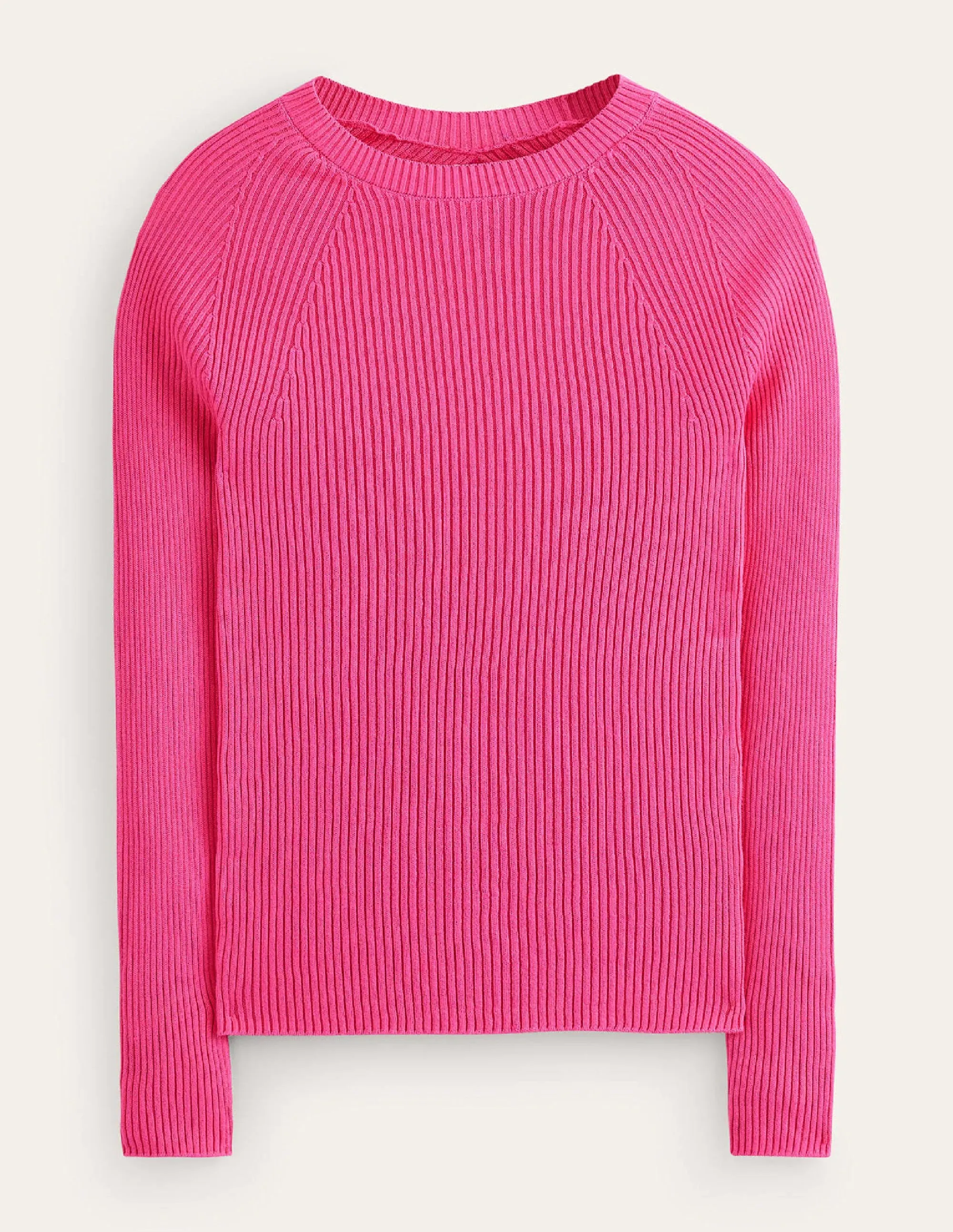 Ribbed Cotton Jumper-Pink