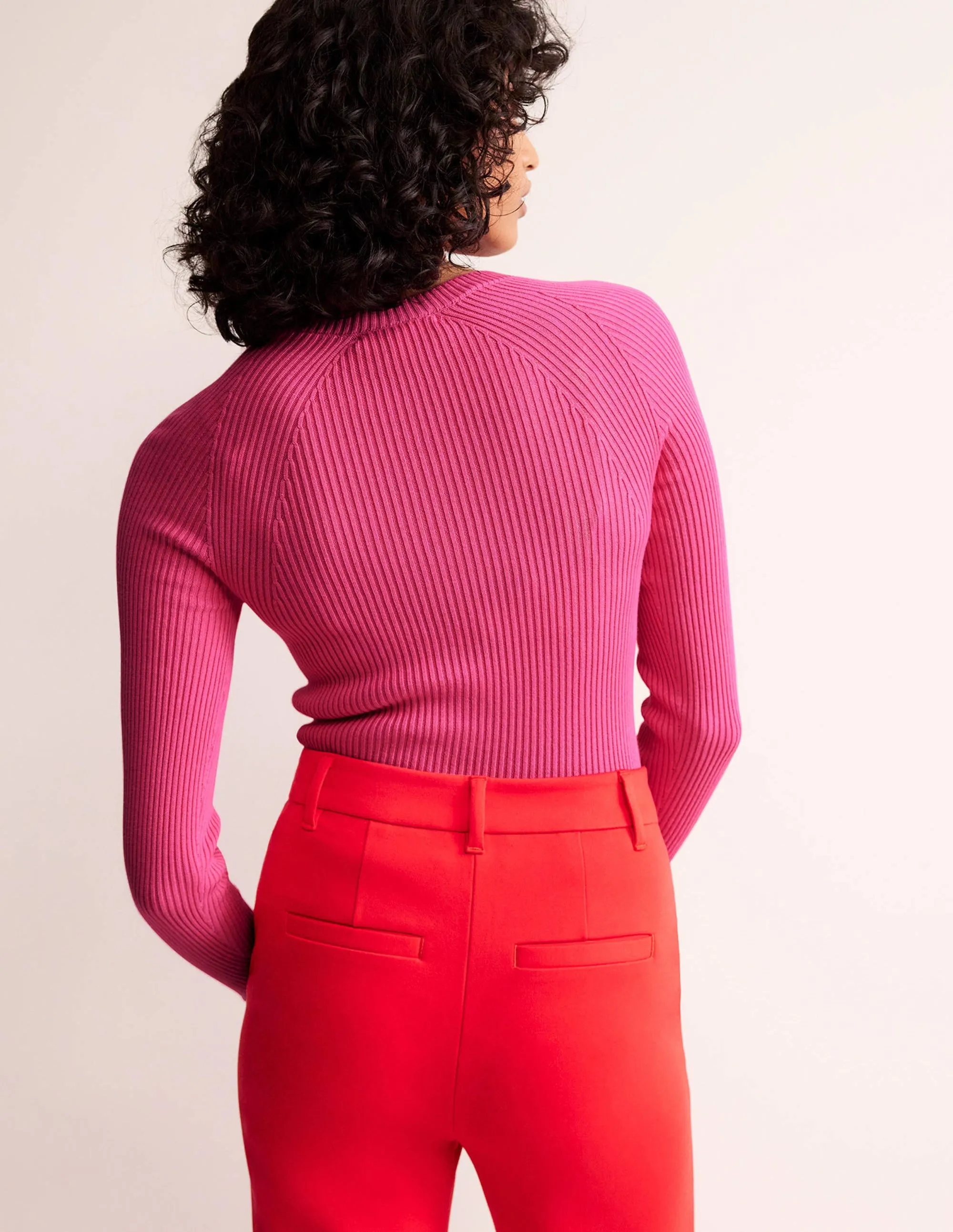 Ribbed Cotton Jumper-Pink