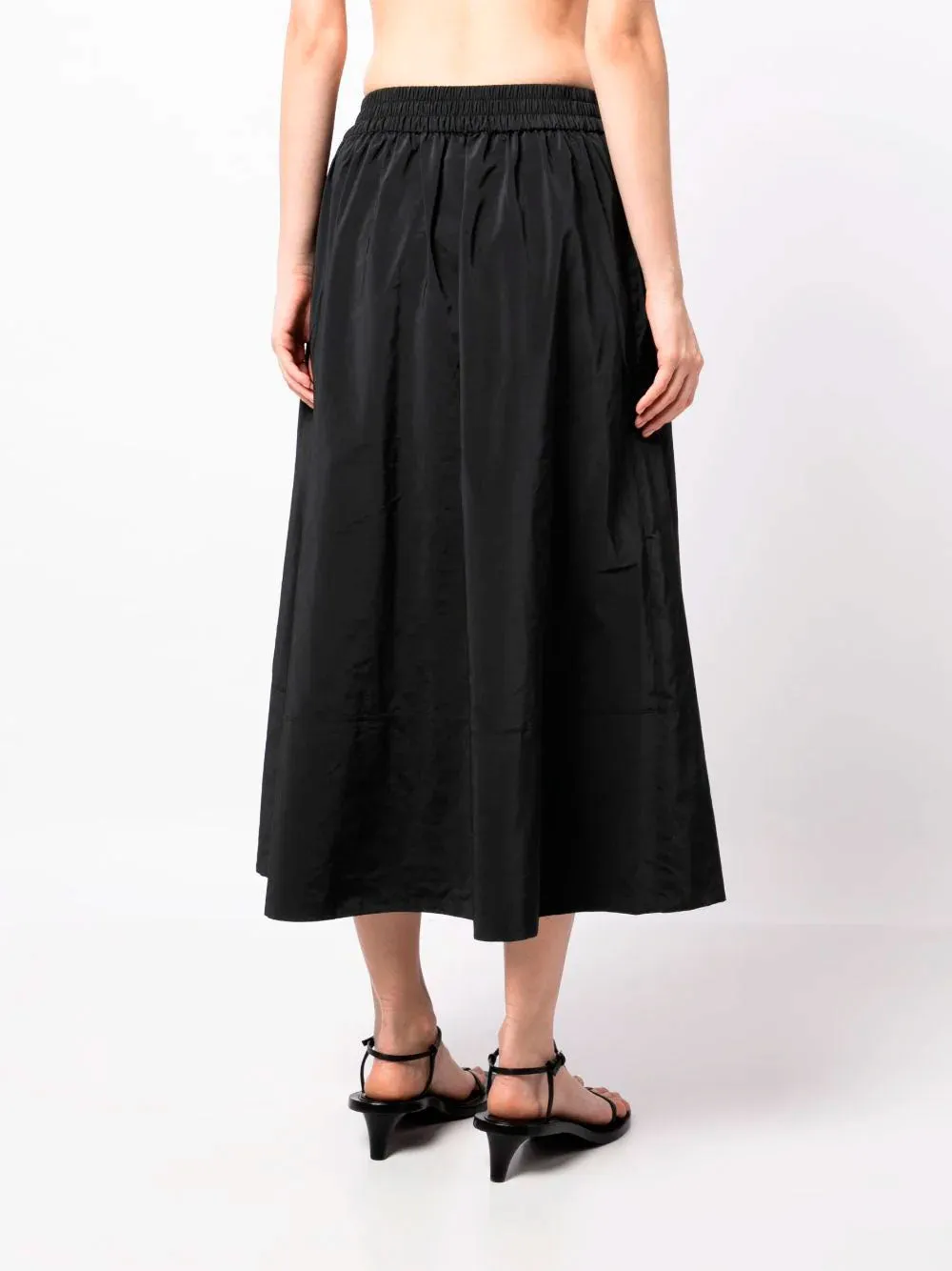 Ruched A-line midi skirt