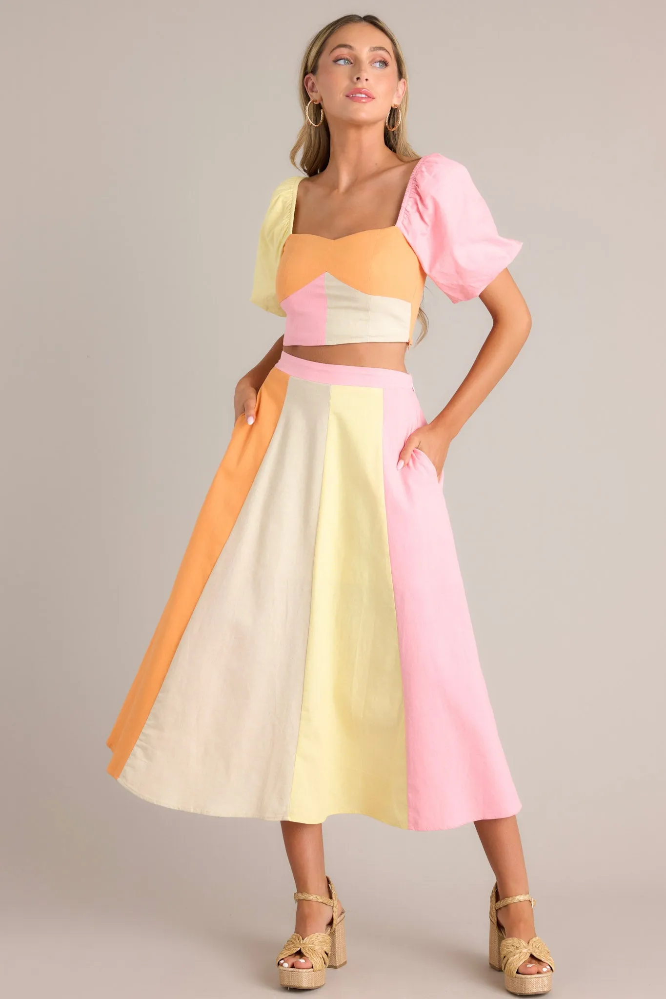 Sherbet Dreams Pastel Multi Midi Skirt