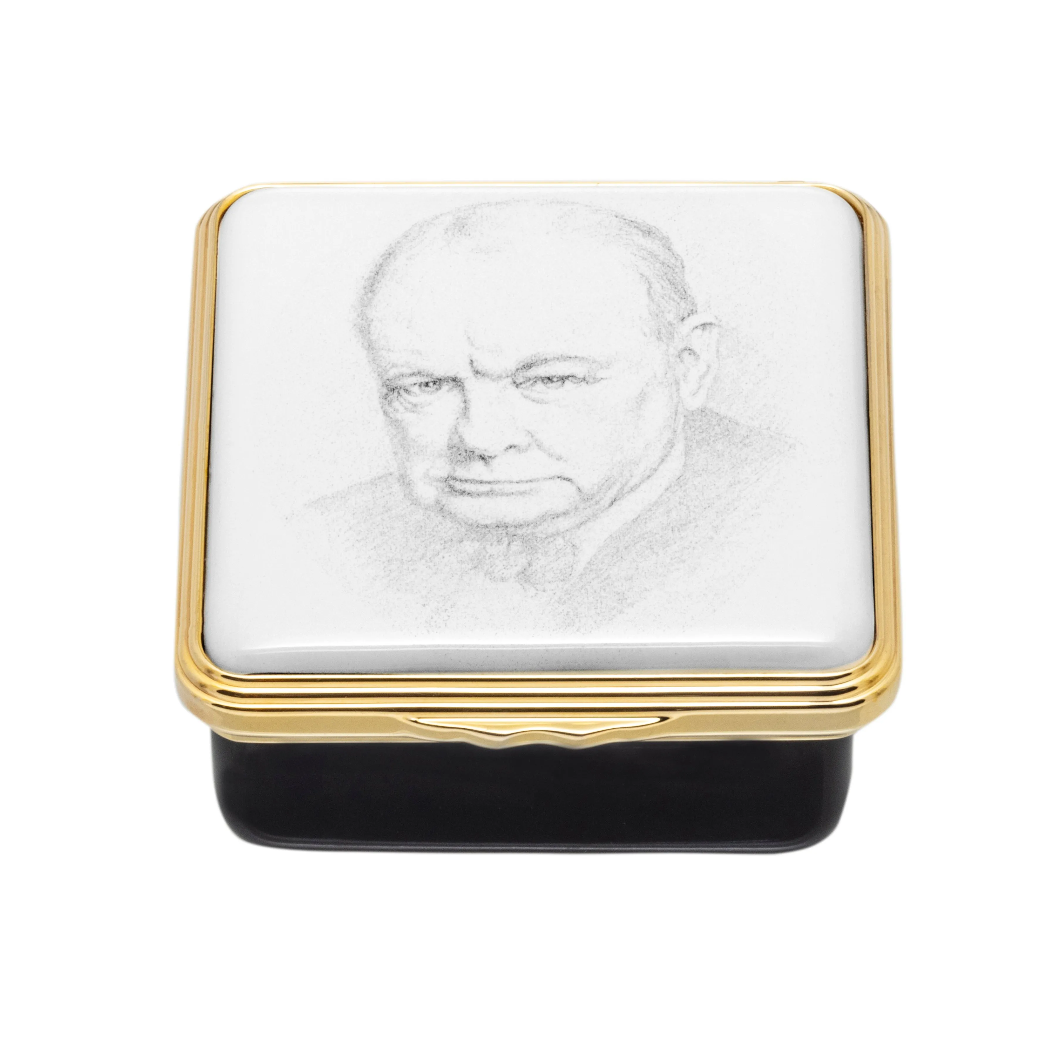 Sir Winston Churchill Sketch 1874-1963 Enamel Box