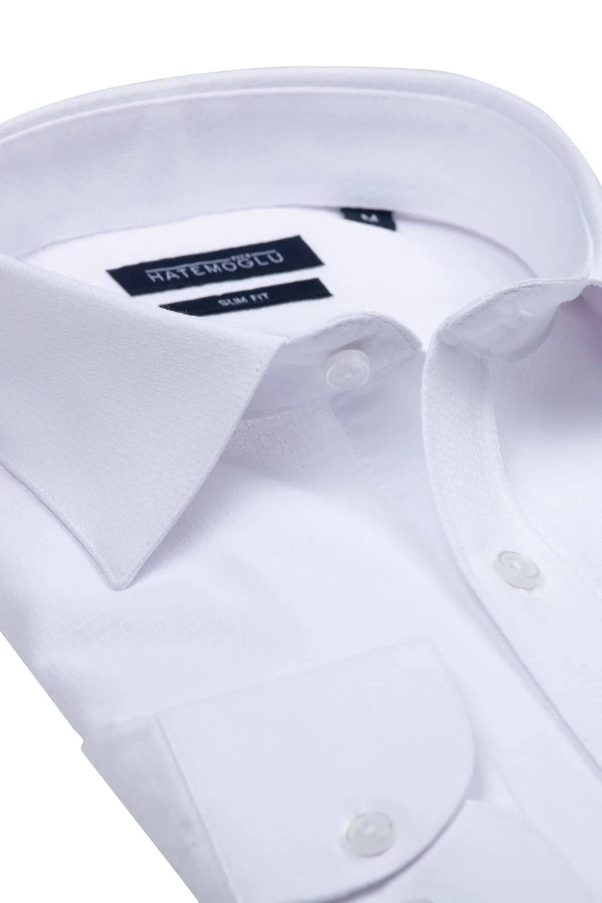 Slim Fit Long Sleeve Cotton Blend White Dress Shirt