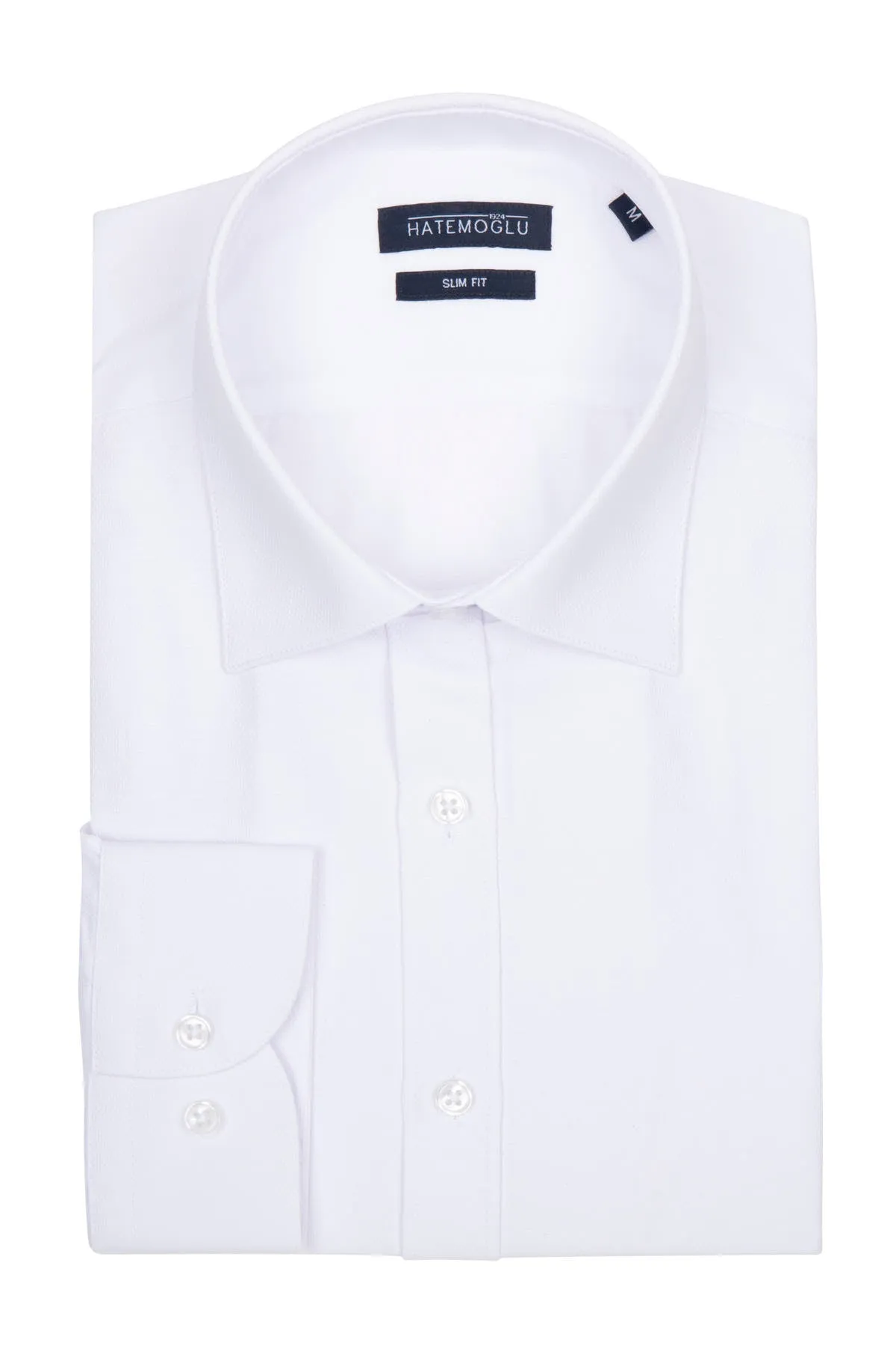 Slim Fit Long Sleeve Cotton Blend White Dress Shirt