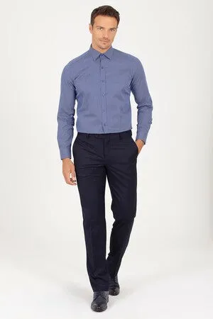 Slim Fit Long Sleeve Cotton Navy Dress Shirt