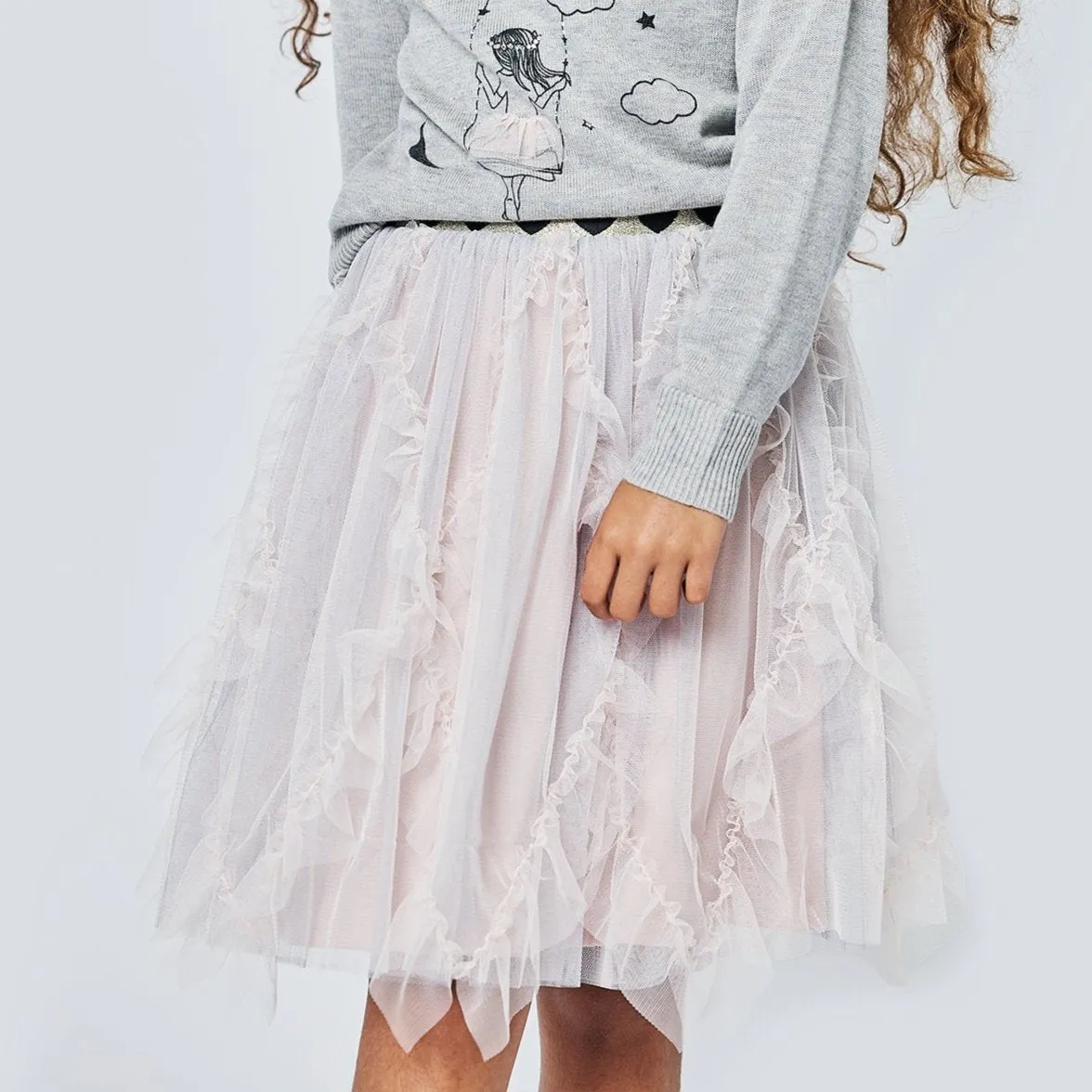 Soft Pink Ruffled Tutu Midi Skirt