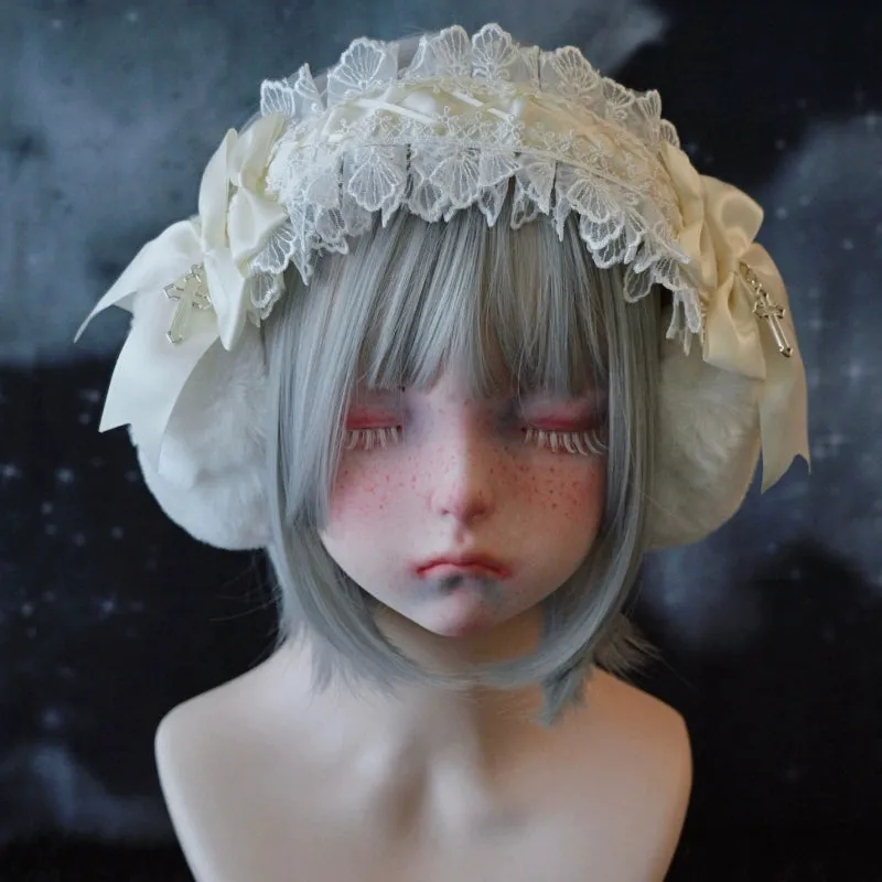 Strange Sugar~Winter Sweet Lolita Plush Ear Muffs Lace Headband