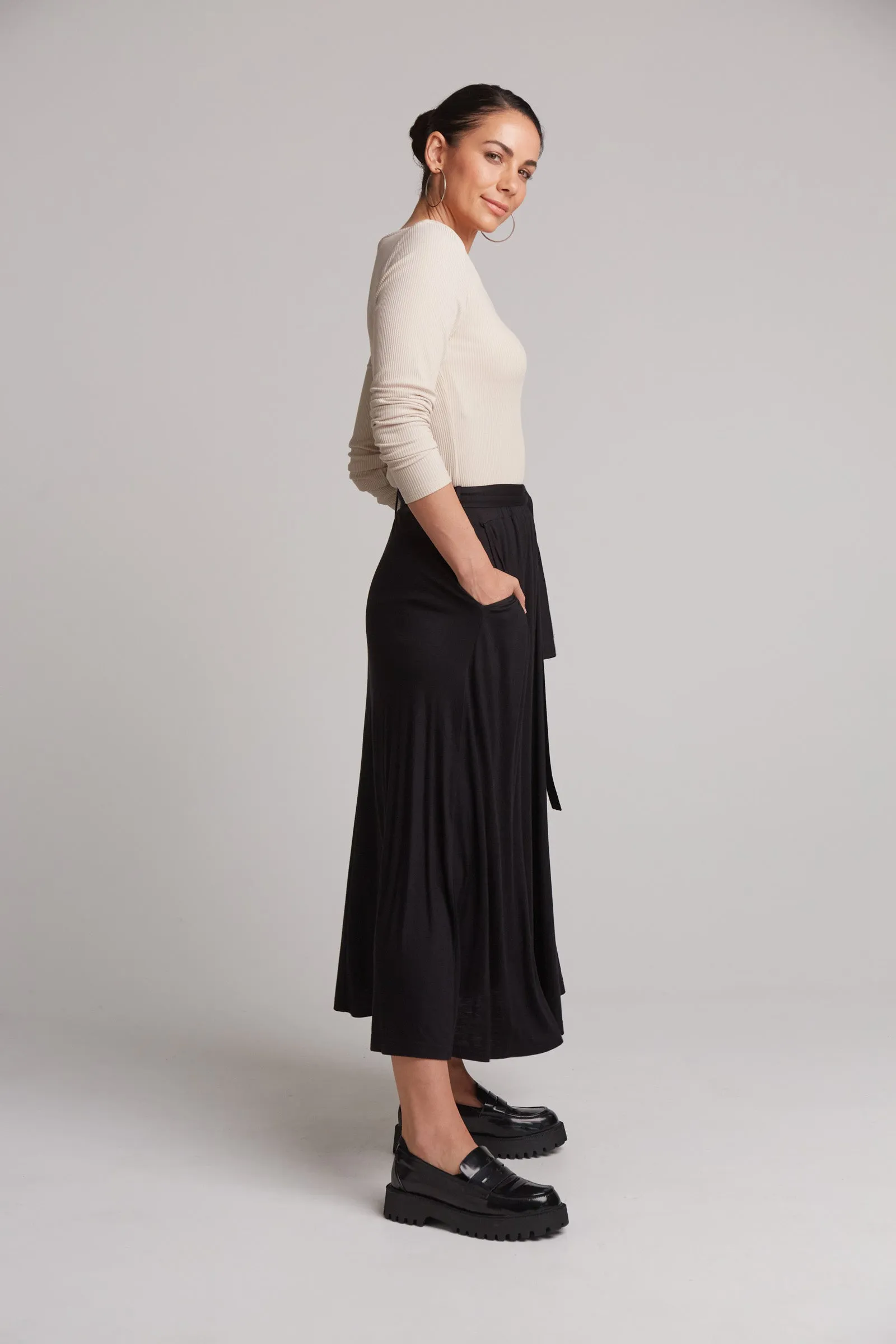 Studio Jersey Tie Skirt - Ebony