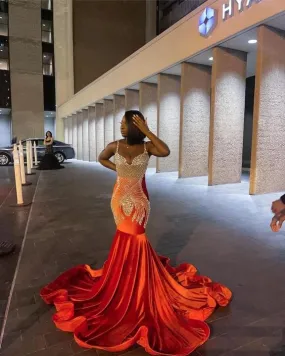 Stunning and Elegant Princess Party Wear Gown Orange Prom Dresses     fg1140