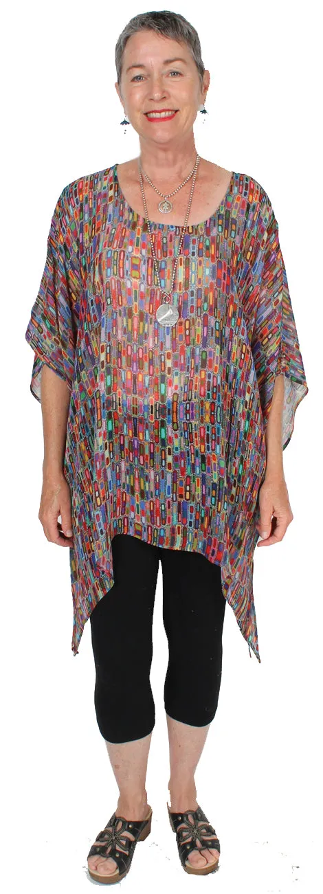 Sunheart Plus Impressionist Oversize Tunic Top Lagenlook Boho Hippie Chic SML-6X 