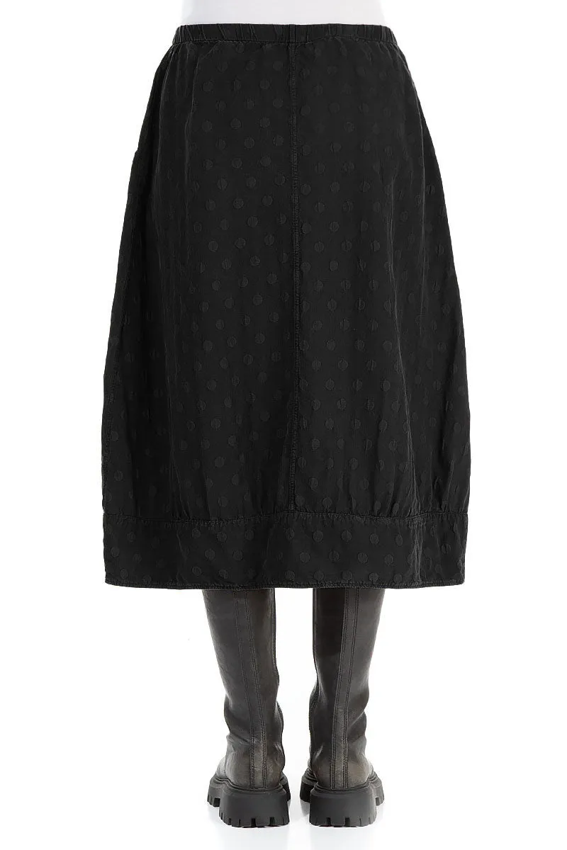 Taper Dotty Black Silk Skirt