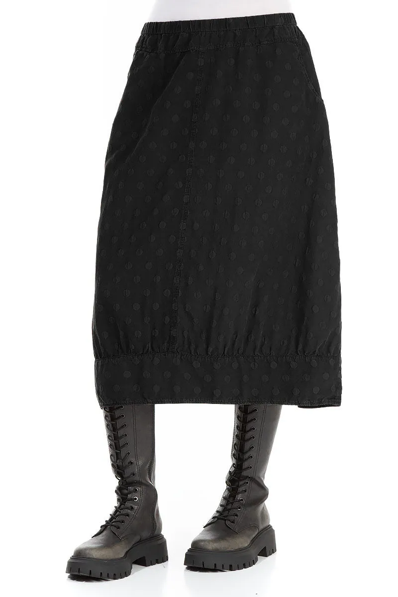 Taper Dotty Black Silk Skirt