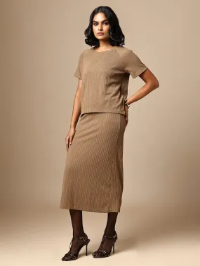 TEXTURED KNIT TEE & PENCIL SKIRT CO-ORD SET