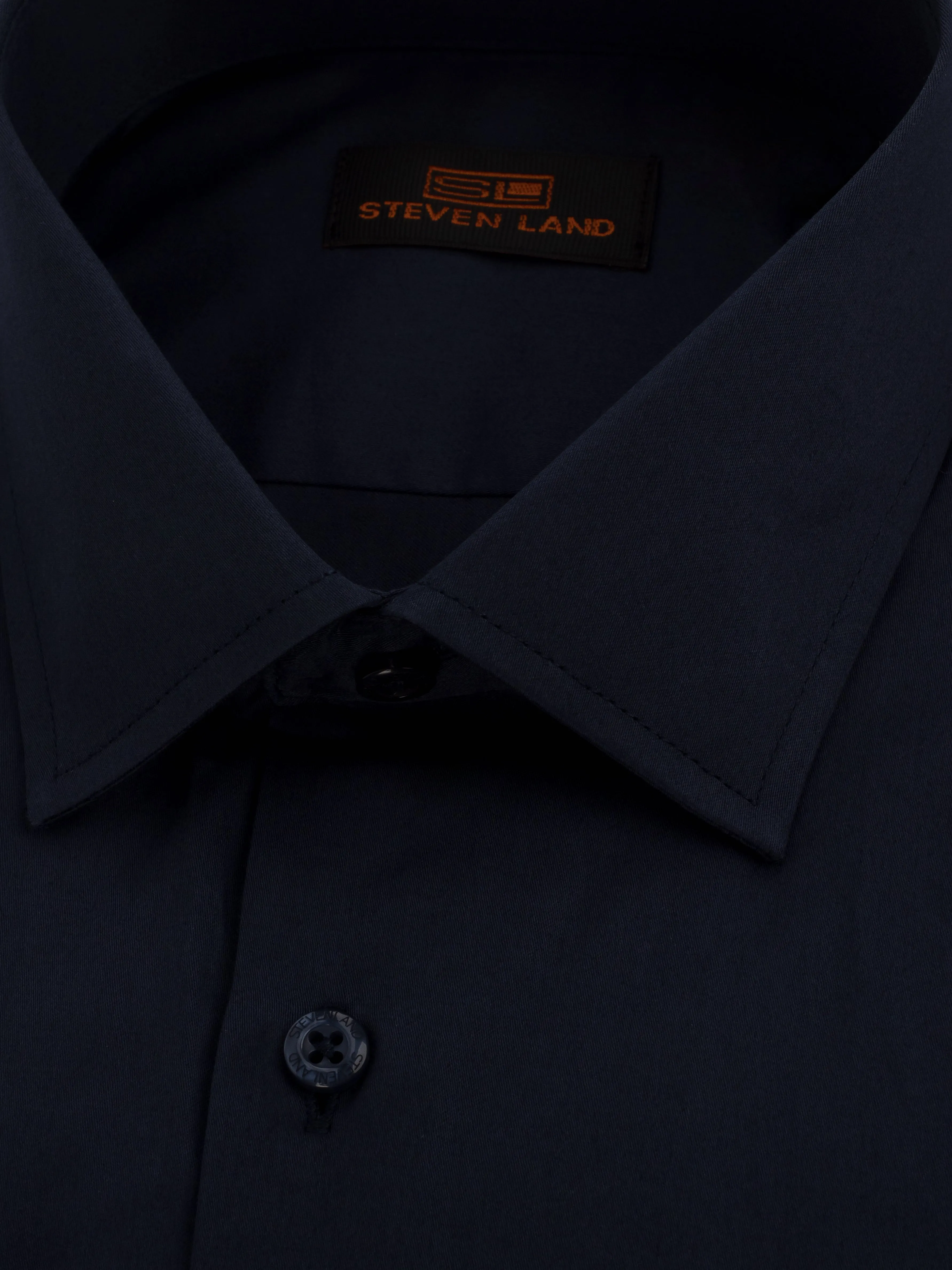 The Next Generation Satin Dress Shirt | 100% Cotton | Modern Point Collar | Midnight Blue