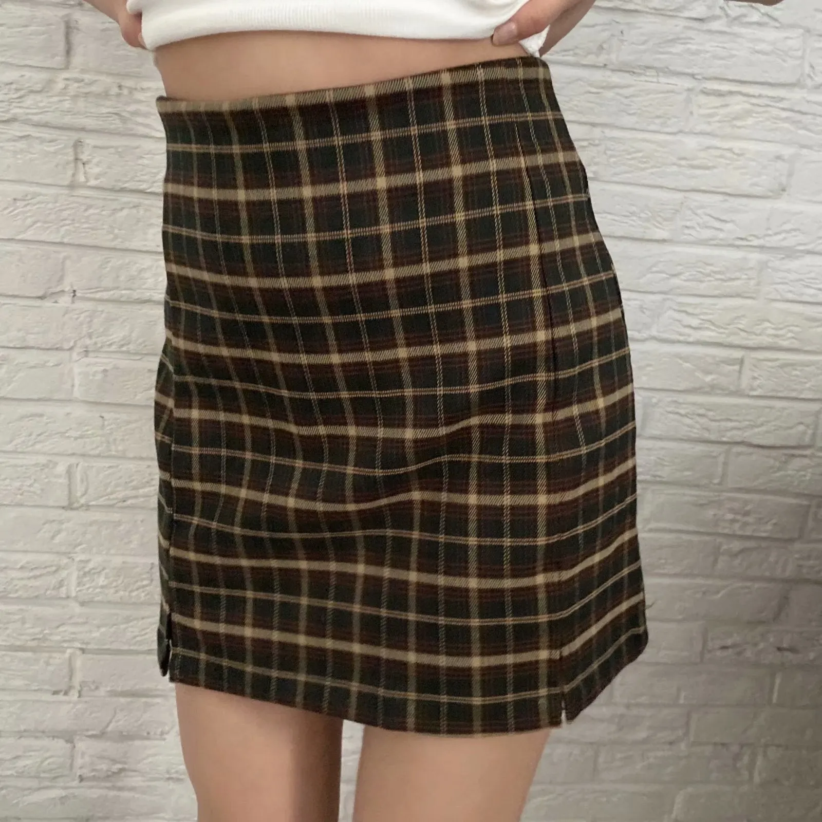 Toleet Fall street style Plaid Split All-Match Sheath Skirt Women's Mini Skirt