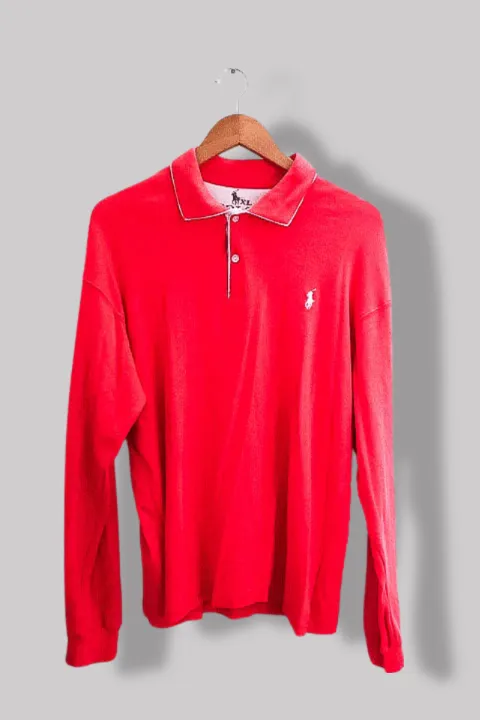 Vintage Red Polo Ralph Lauren mens long sleeve XL polo shirt