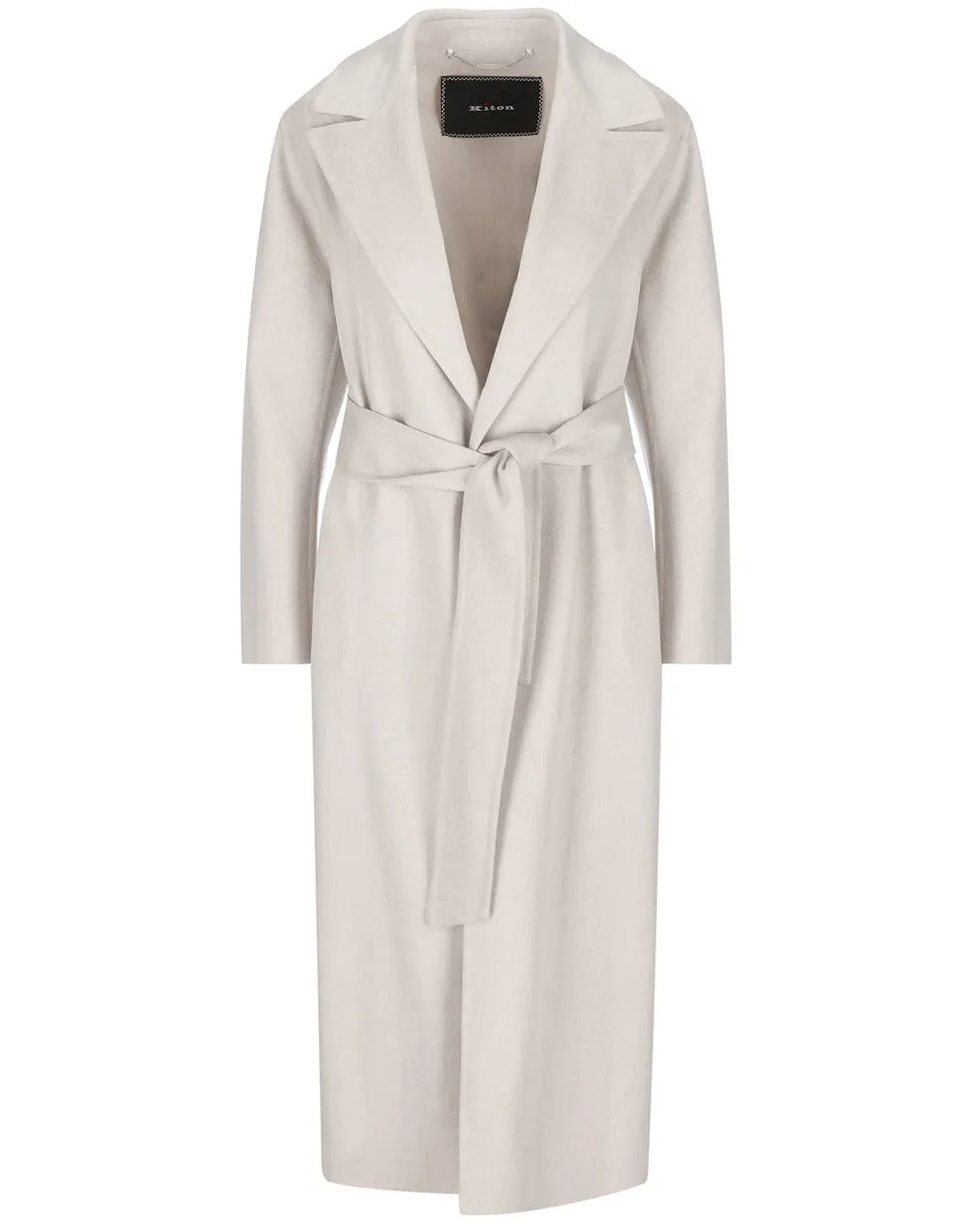 White Tie Waist Long Overcoat