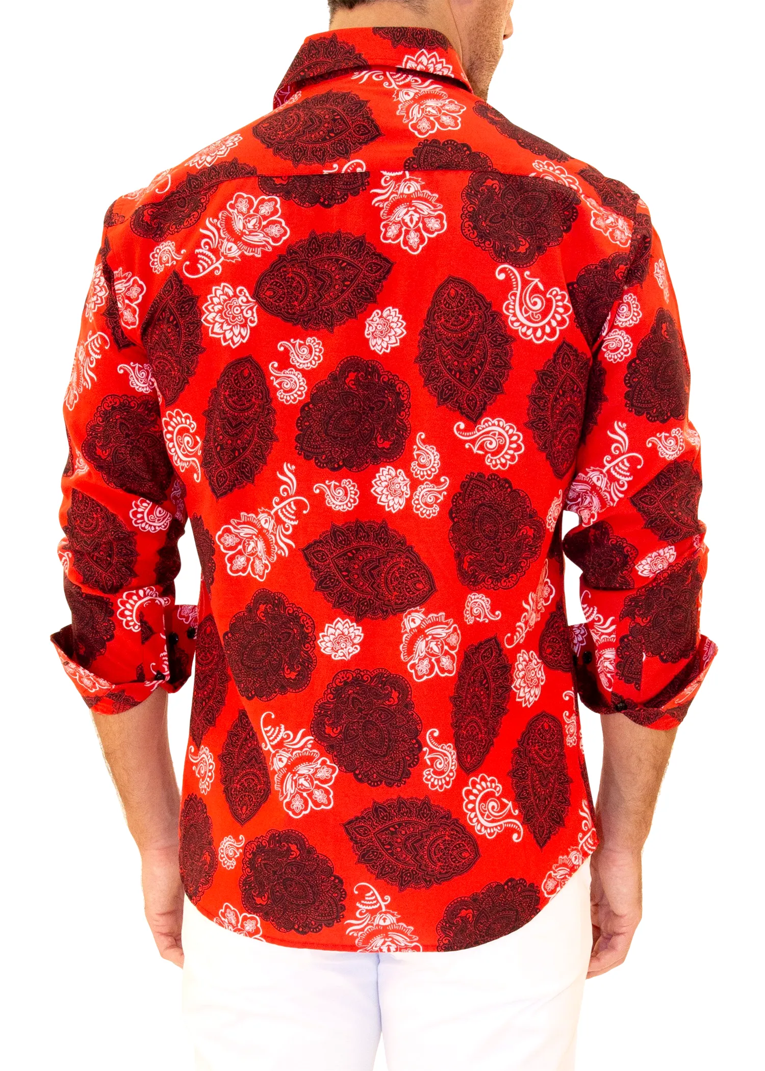 Wild West Printed Long Sleeve Dress Shirt Red