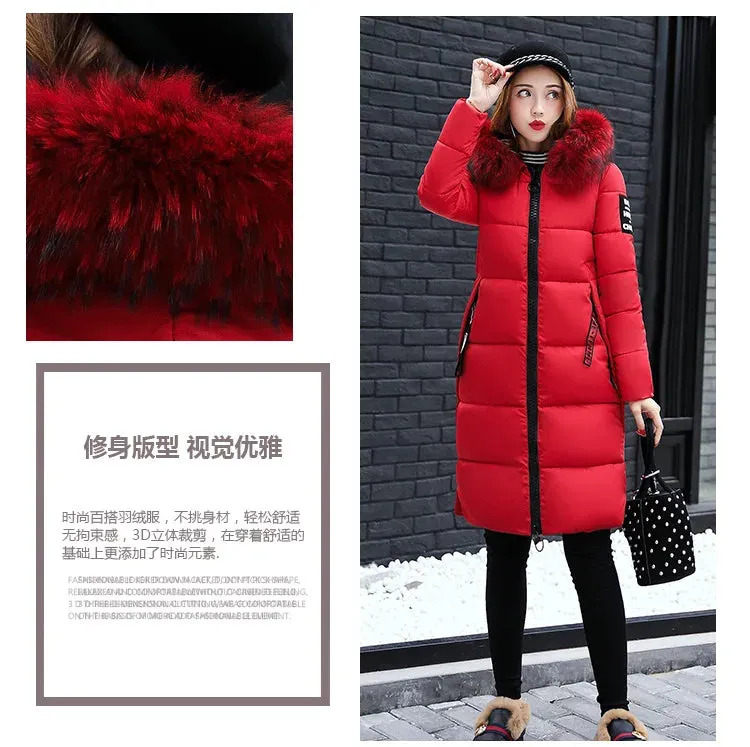 Winter Big Thick Slim Long Coat Fashion Zipper Hooded Faux Fur