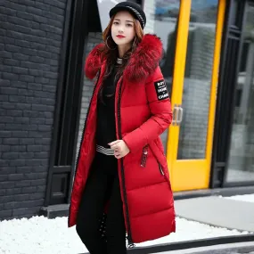 Winter Big Thick Slim Long Coat Fashion Zipper Hooded Faux Fur