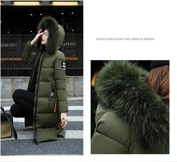 Winter Big Thick Slim Long Coat Fashion Zipper Hooded Faux Fur