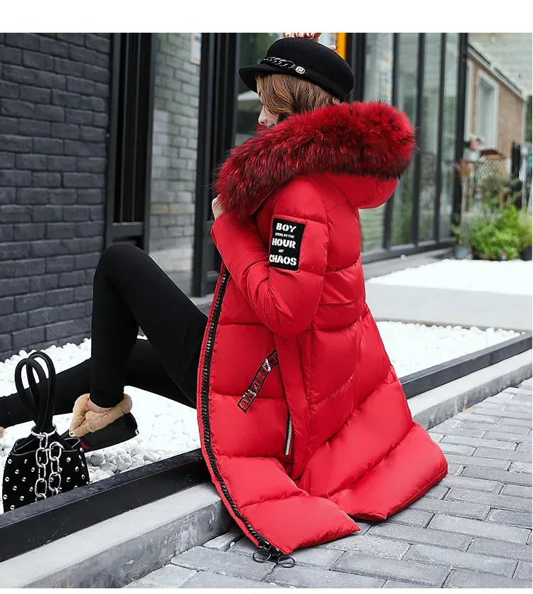 Winter Big Thick Slim Long Coat Fashion Zipper Hooded Faux Fur