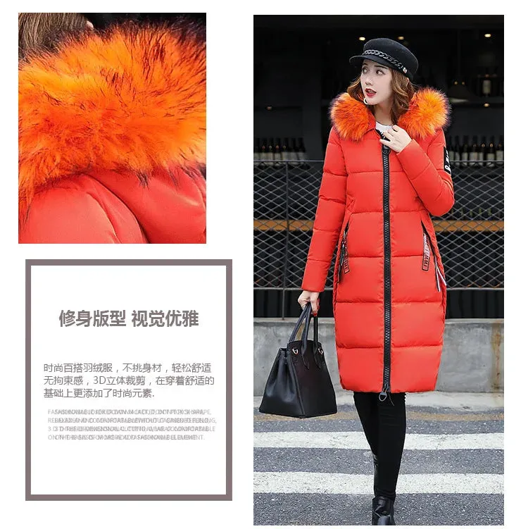 Winter Big Thick Slim Long Coat Fashion Zipper Hooded Faux Fur