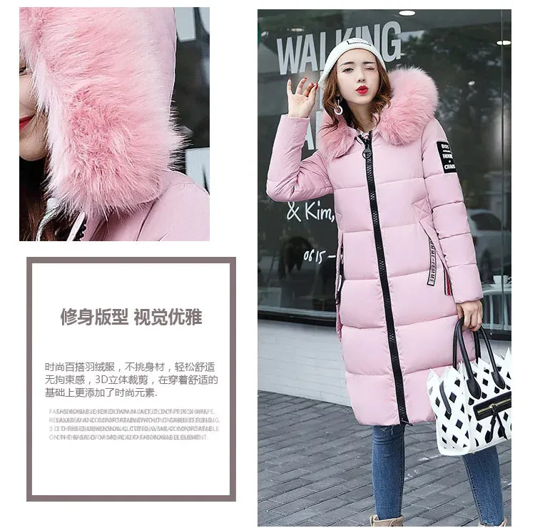 Winter Big Thick Slim Long Coat Fashion Zipper Hooded Faux Fur