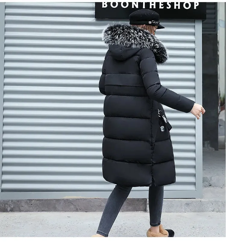 Winter Big Thick Slim Long Coat Fashion Zipper Hooded Faux Fur