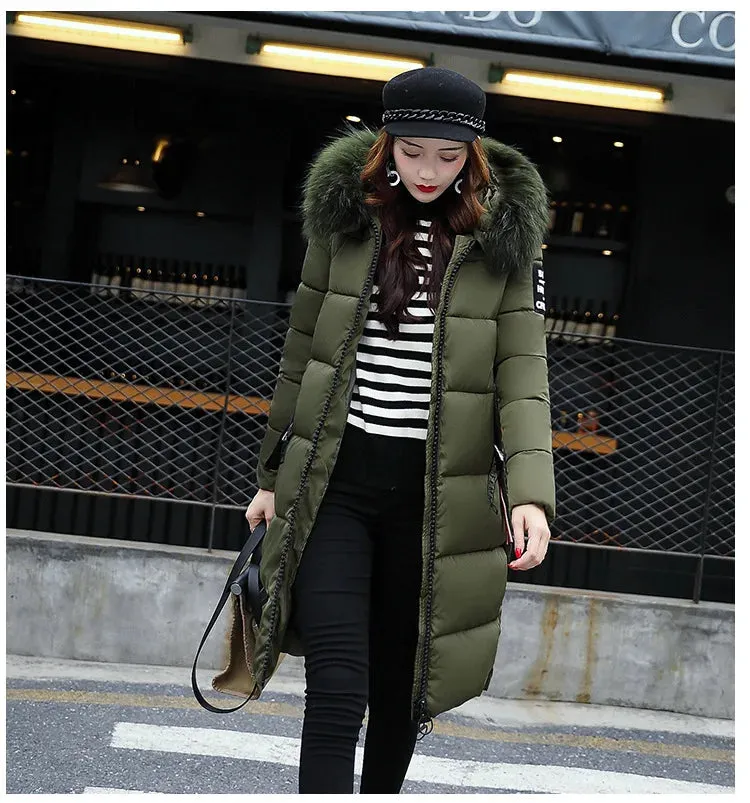 Winter Big Thick Slim Long Coat Fashion Zipper Hooded Faux Fur