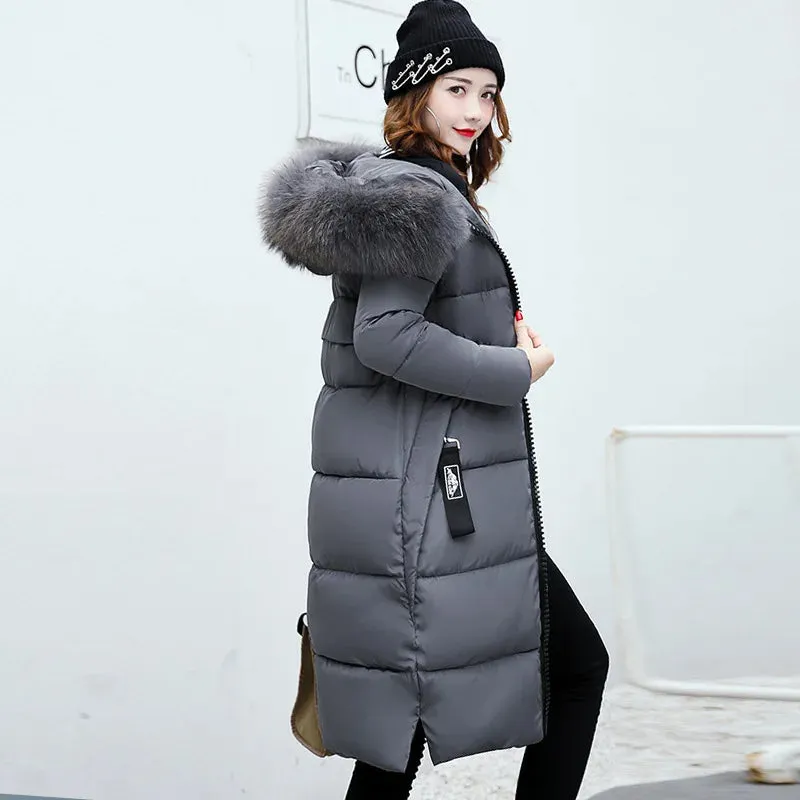 Winter Big Thick Slim Long Coat Fashion Zipper Hooded Faux Fur