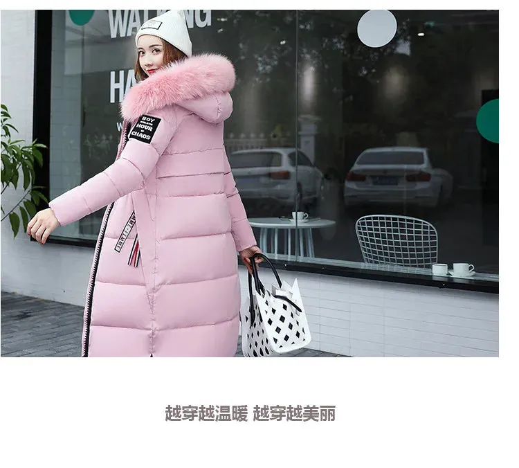 Winter Big Thick Slim Long Coat Fashion Zipper Hooded Faux Fur