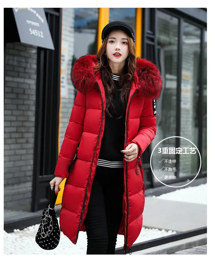 Winter Big Thick Slim Long Coat Fashion Zipper Hooded Faux Fur